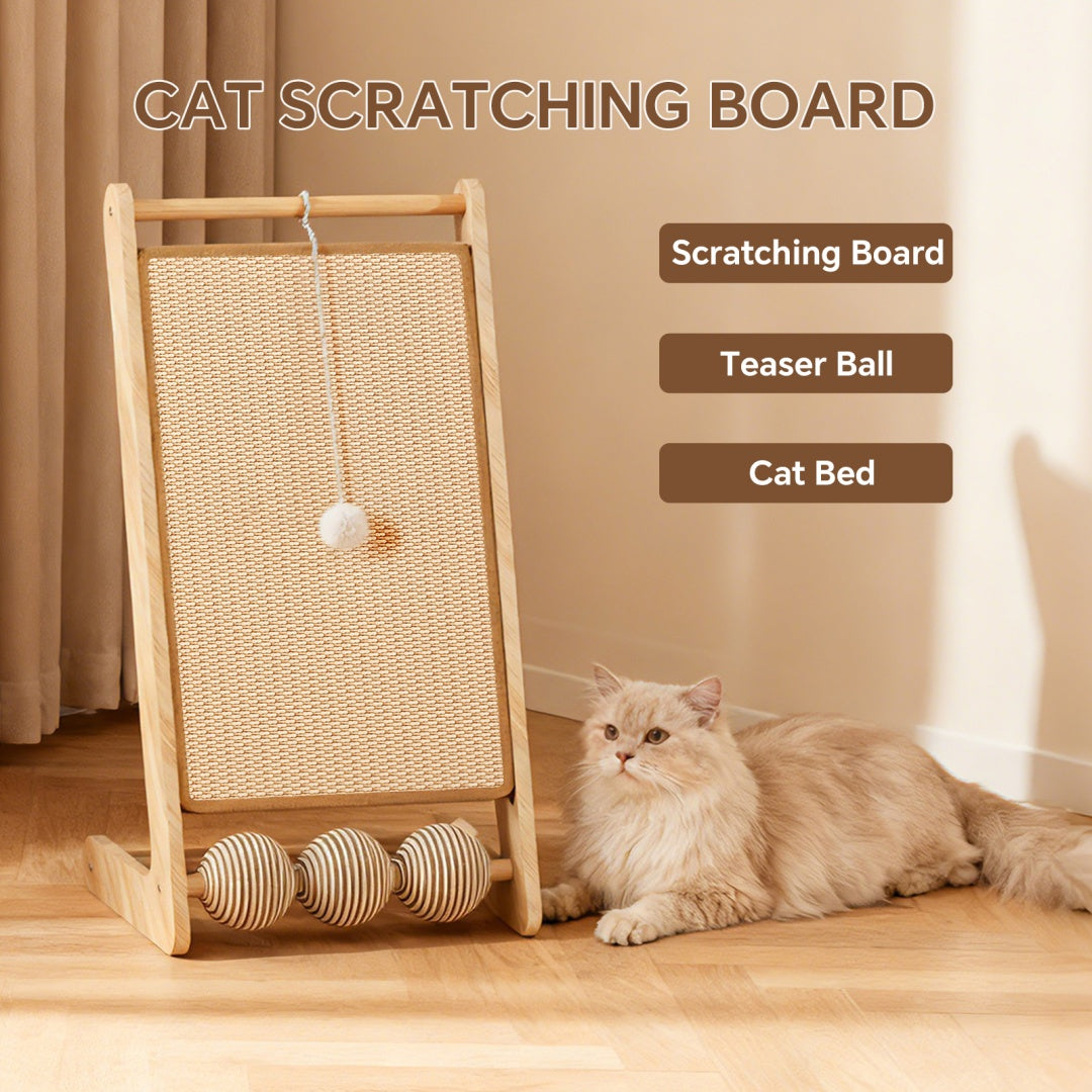 Only Self Pickup---L Rattan Cat Scratching Post With Ball Attachment