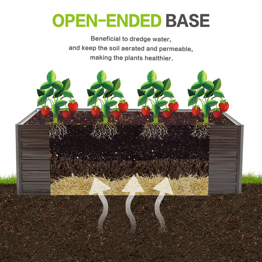 74.6in X35.4inx25in Raised Garden Bed Kit, Metal Elevated Planter Box, Open Drainage Base, 4 Reinforcing Rods, Rustproof Steel With Safety Edging -Easy Assembly For Vegetables, Flowers, Herbs