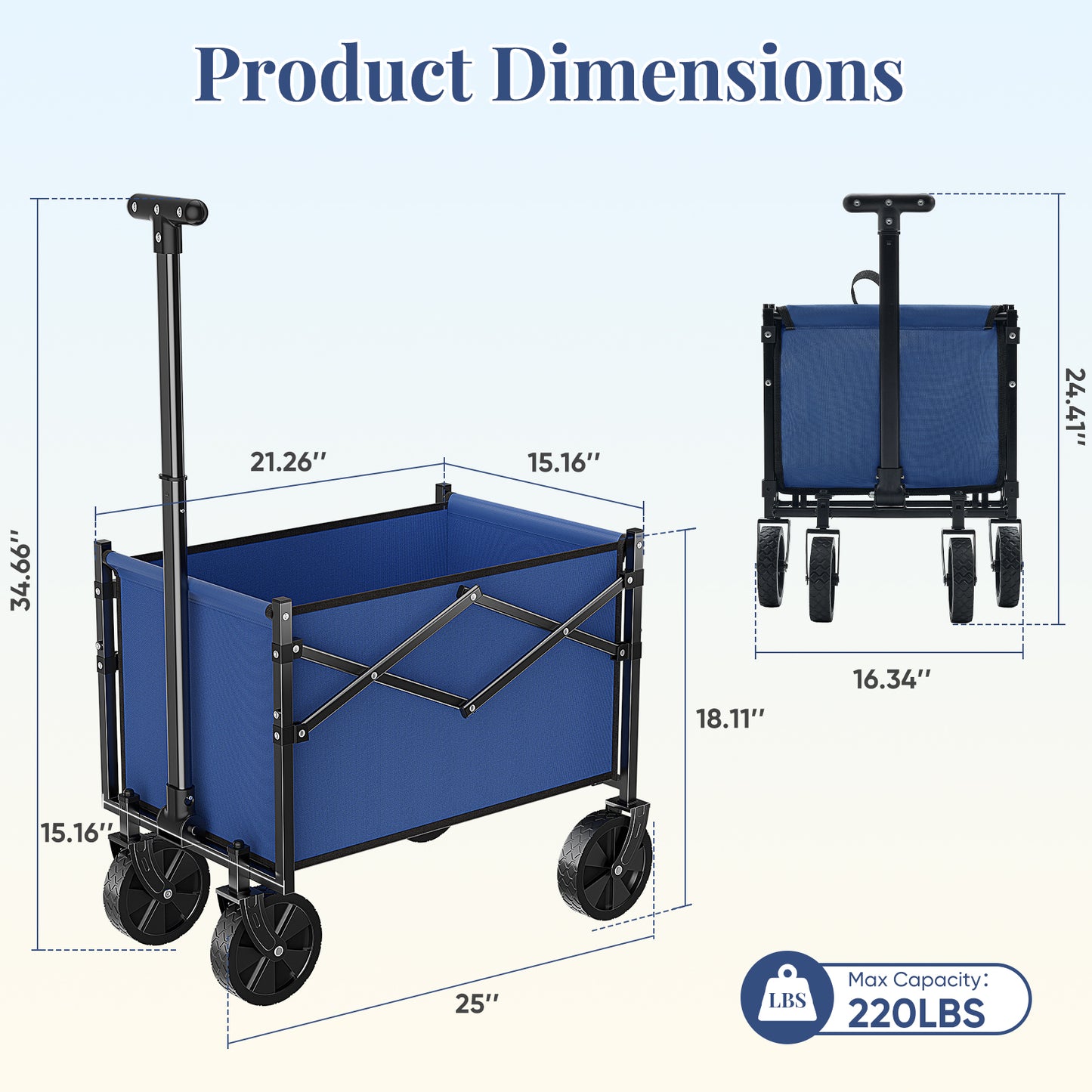 Foldable Trolley, Equipped With Wheels, With A Load Capacity Of 220 Pounds, A Sturdy And Durable Mini Foldable Portable Van With Adjustable Handles