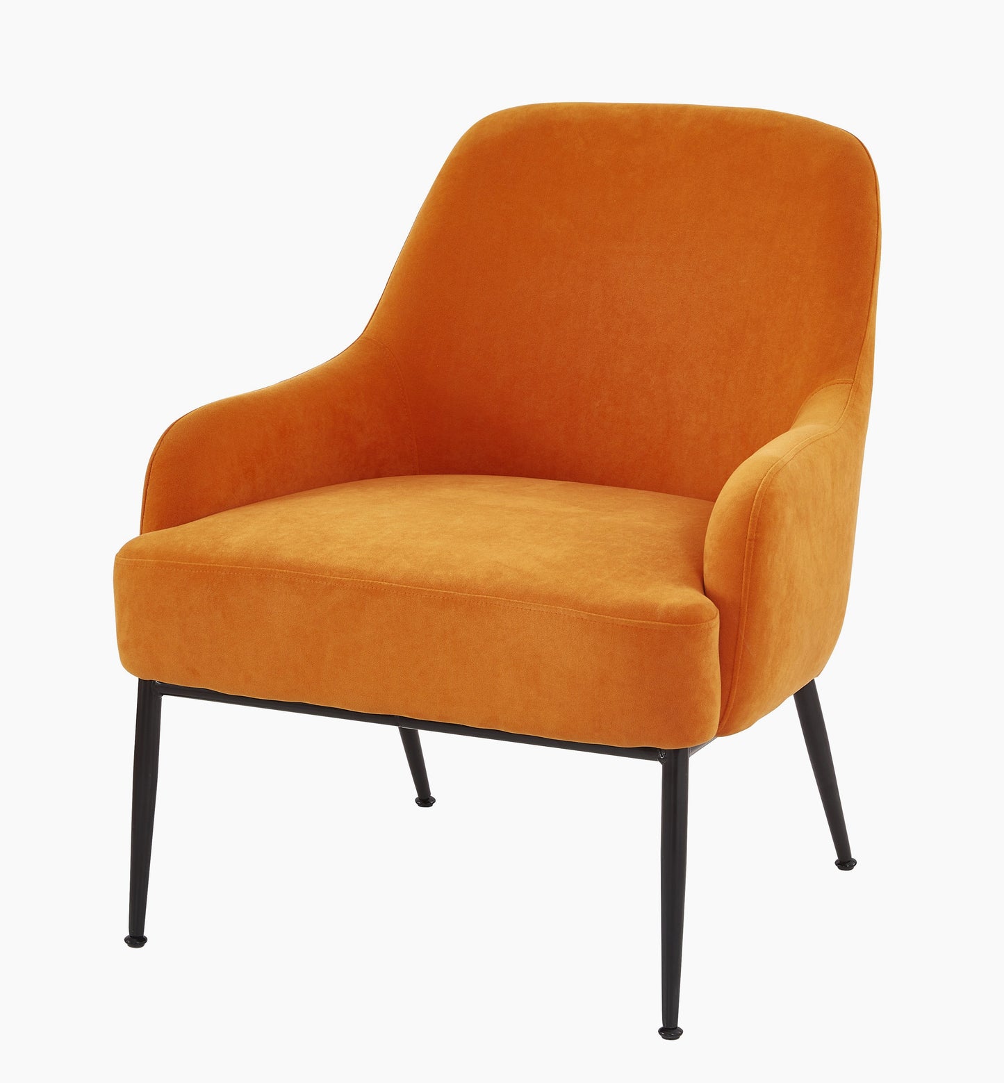 Red Orange Velvet Accent Chair, Modern Upholstered Armchair With Metal Legs, Comfy Side Chair For Living Room Bedroom