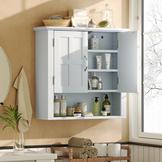 Bathroom Wall Storage Cabinet, Multi -functional Wall Mounted Cabinet With Adjustable Shelves, Medicine Cabinet For Laundry Room & Kitchen & Living Room, White