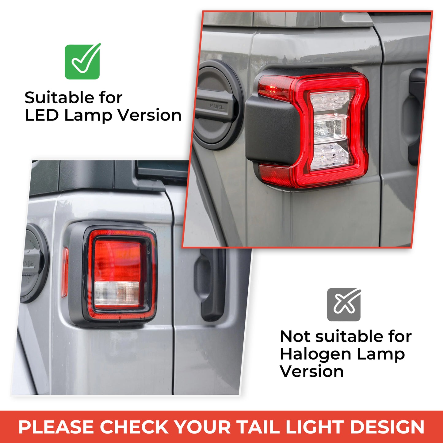 OMU Genesis Series Aluminum Tail Light Cover Compatible With 2018 Wrangler JL, Protector Cover Tail Light Lamps Protected Trim Guards Suitable For LED Lamp Version Only