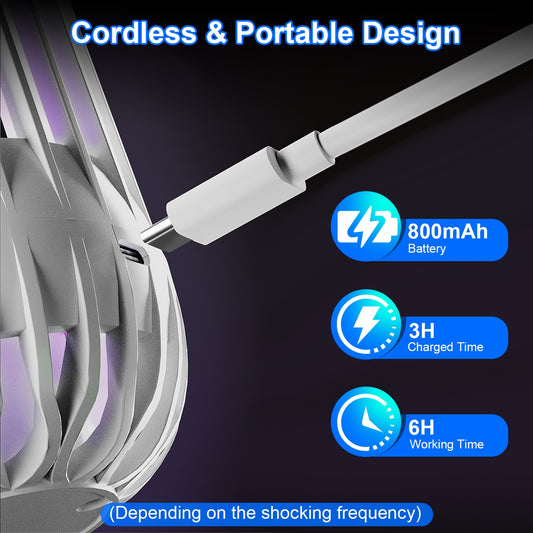 1Pc 900V High Voltage Cordless Indoor Bug Zapper Type C Rechargeable Mosquito Lamp Trap Portable Electric Mosquito Killer With Hanging Strap Night Light For Home Camping Patio