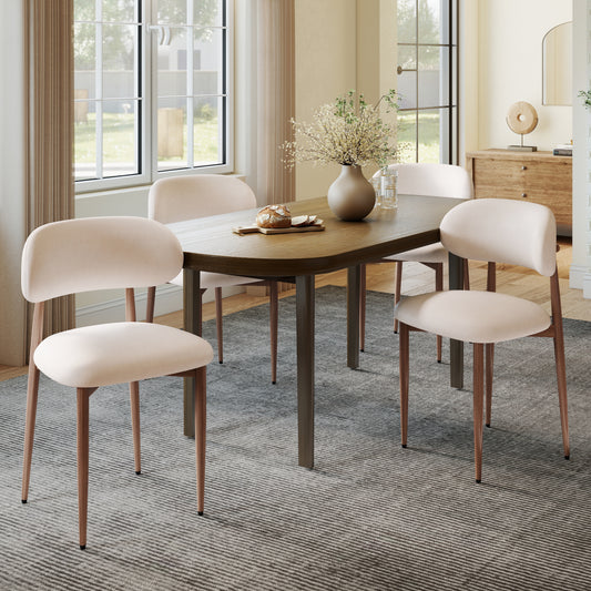 Dining Chairs Set Of 4, Modern Farmhouse Fabric Upholstered Side Chairs With Comfortable Foot Pegs, Metal Legs Kitchen Dining Room Chairs For Home