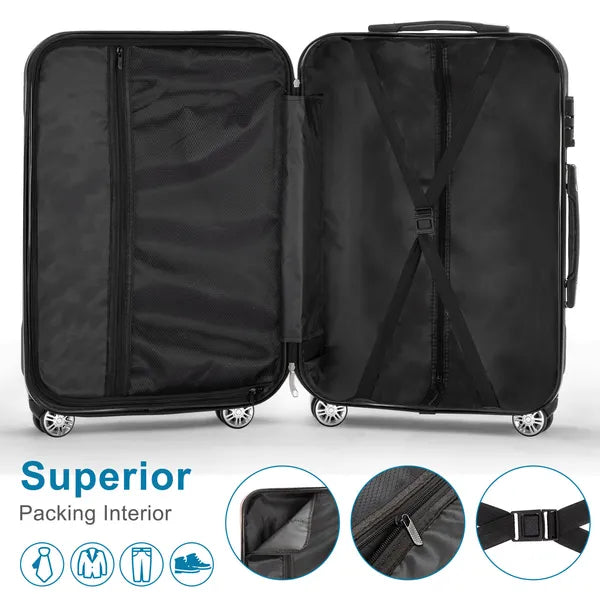 Vertical Pattern Four-in-one Universal Wheel With Handle Trolley Case 16in 20in 24in 28in ABS Aluminum Alloy Trolley Classic Color - Dark Gray N101 Product Upgrade