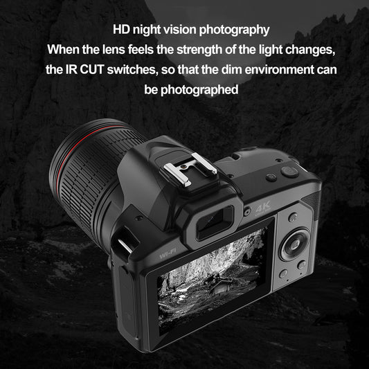 Digital Camera 3 Inch IPS Screen 4K 64MP 16x Digital Zoom Night Vision Wireless Dual Cameras Camcorder With Memory Card 32G