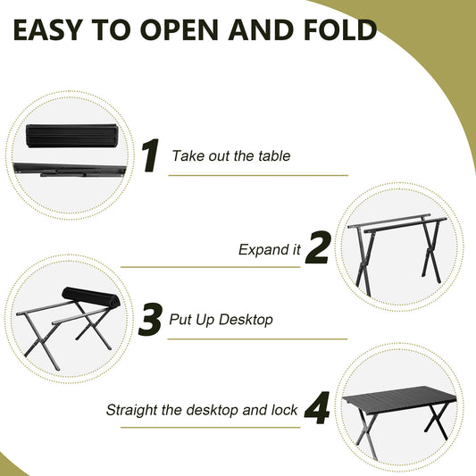116cm Carbon Steel Camping Table Multifunctional Picnic Table Portable Table Folding Table