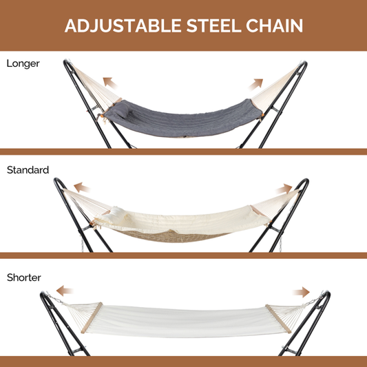 Hammock With Stand, Double-Barrel Hammock With Hammock Bed, Heavy Duty Adjustable Hammock Set For Outdoors, Patio, Yard, Garden, Gray
