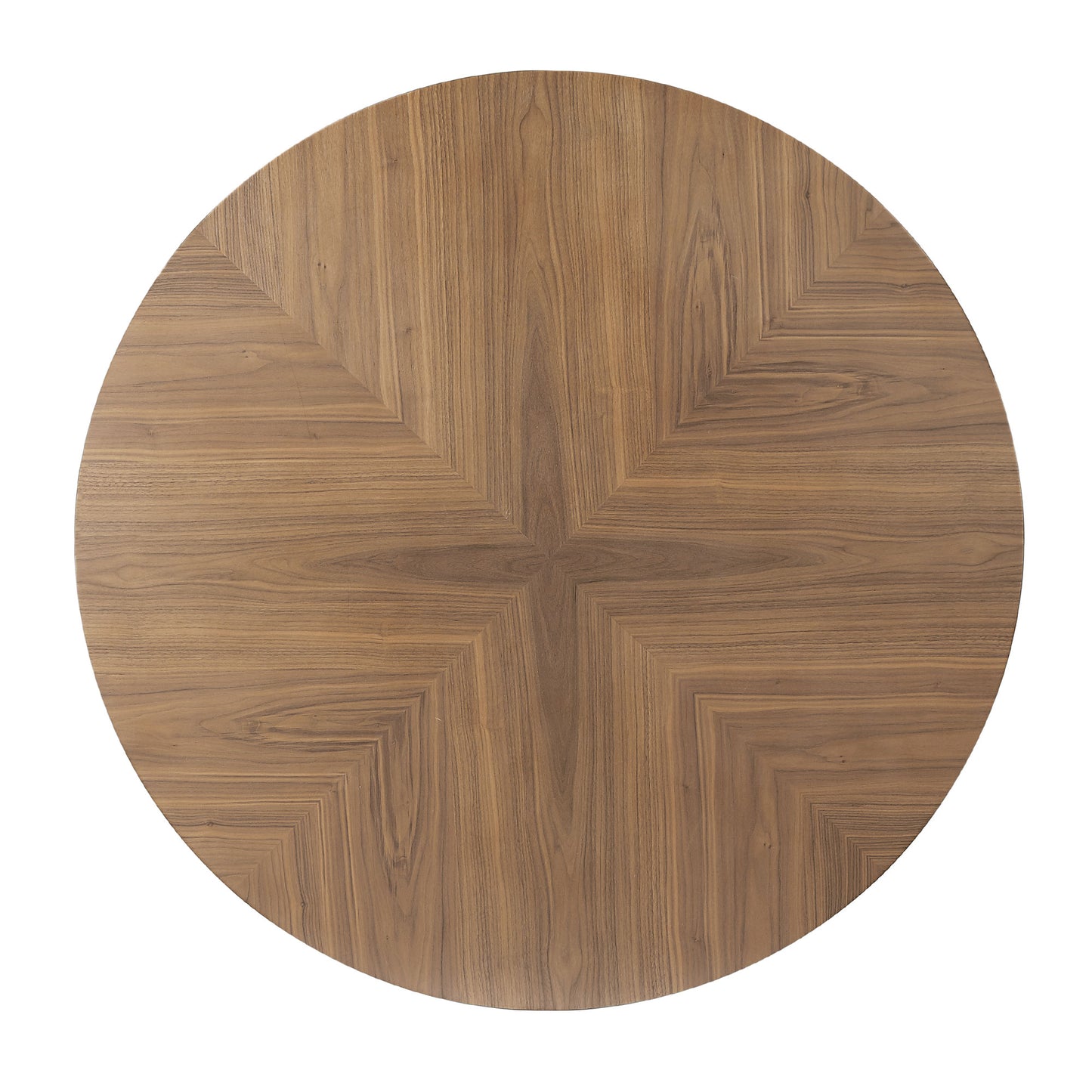 53.14 Round MDF Coffee Table End Table Short Leisure Tea Table Cross Legs Metal Base, Easy To Assemble,Walnut.