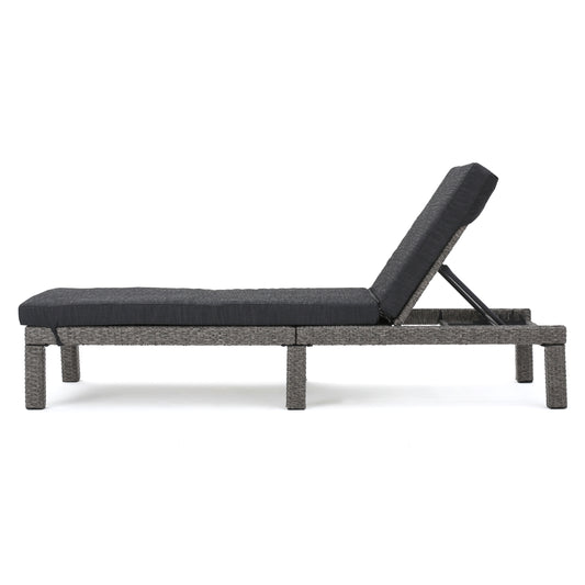 PUERTA KD CHAISE LOUNGE, MIXED BLACK FRAME WITH DARK GREY CUSHION