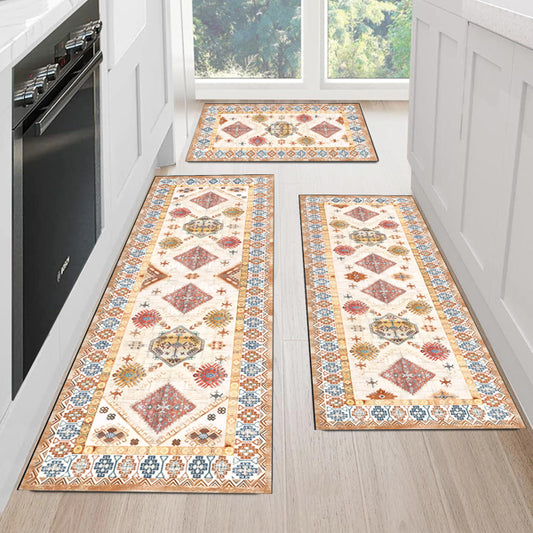 Boho Kitchen Rug Sets 3 Piece With Runner Non Slip Kitchen Rugs And Mats Washable Kitchen Mats For Floor Thick Kitchen Floor Mat Carpet Runner Rugs For Hallway Laundry Holiday Decor