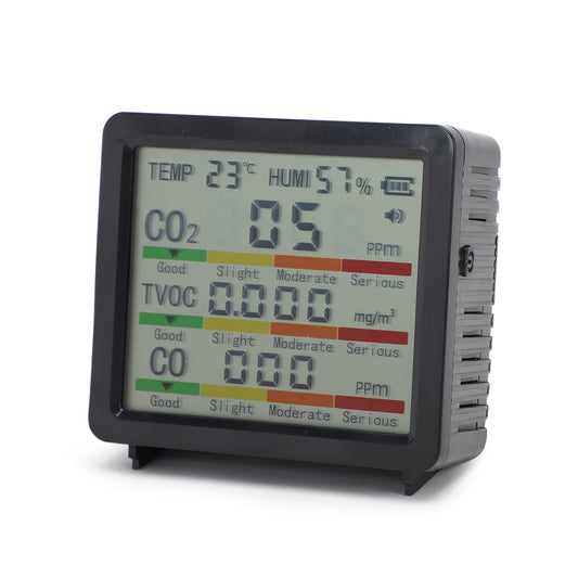 5 In 1 Monitor For CO2 TVOC CO Monitor With Temperature Humidity Sensor Portable Indoor Outdoor Gas Monitor For Home Office Car Black