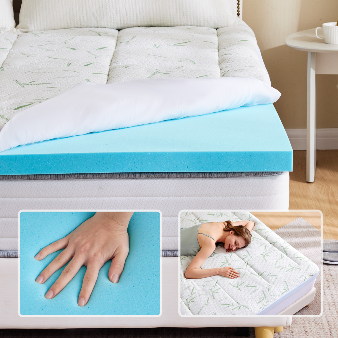 Double Layer With Gel Memory Foam & 2 Inch Cool Pillow Top For Back Pain Relief, Medium Firm