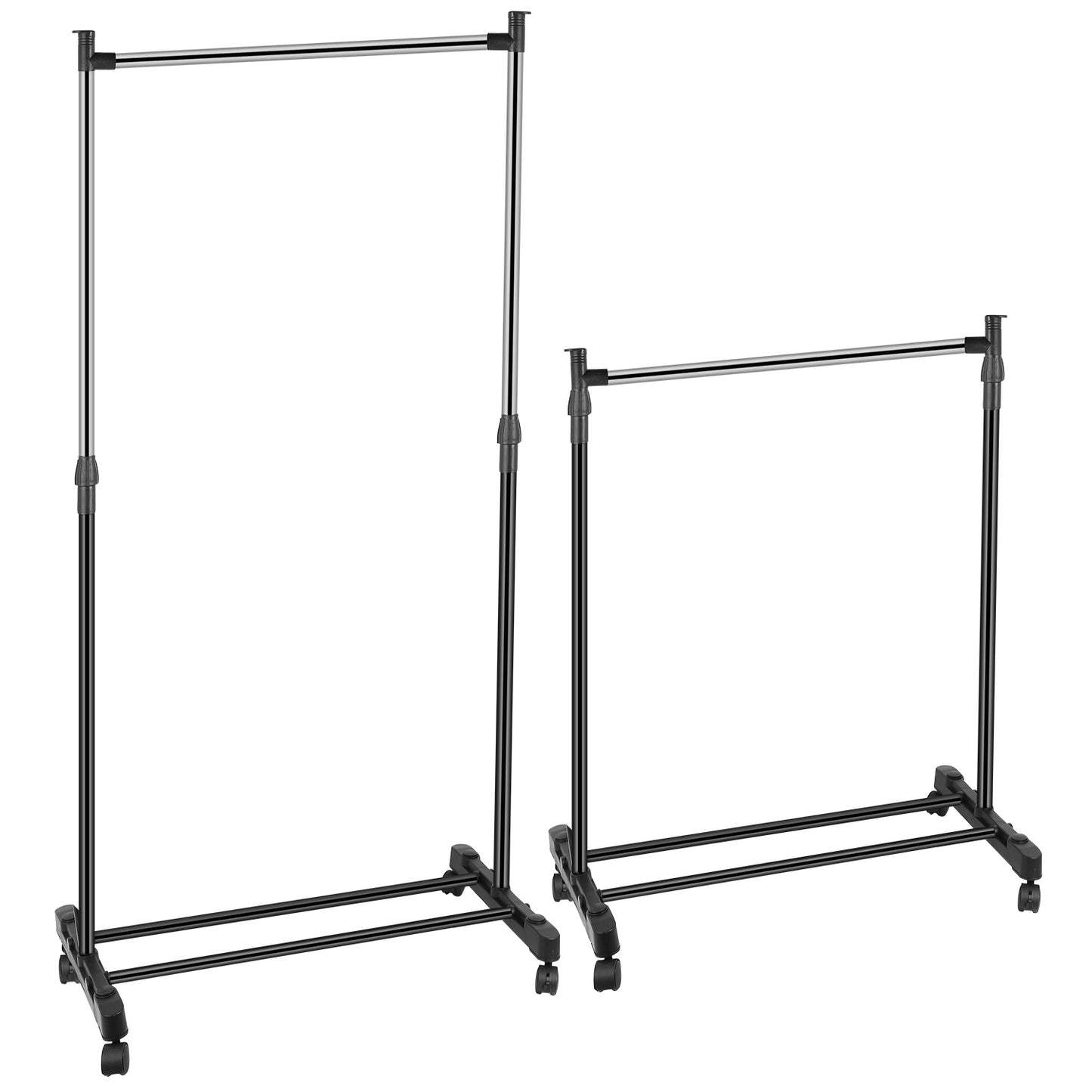 15kg 33lbs Garment Racks 3.12ft To 4.80ft Height Adjustable Clothes Stand Foldable Clothes Hanger With Wheels Storage Shelf For Dormitory Home