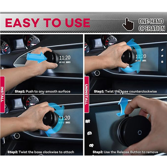 Car Phone Holder, Upgraded 360Adjustable Vacuum Suction 20X Magnets