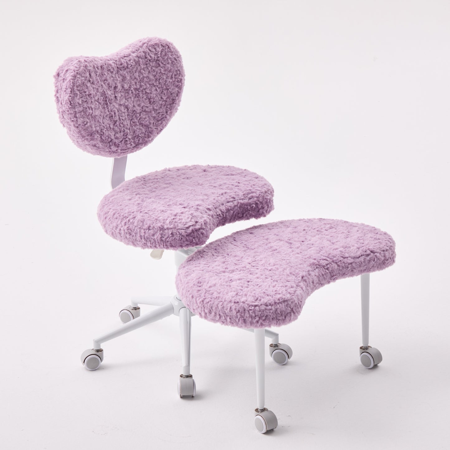 Artificial Rabbit Hair Meditation Chair Plus, Cross Legged Chair With Wheels, ADHD Chair, Criss Cross Desk Chair With Lumbar Support And Adjustable Stool, Flexible Design For Fidgety Sitters, Violet