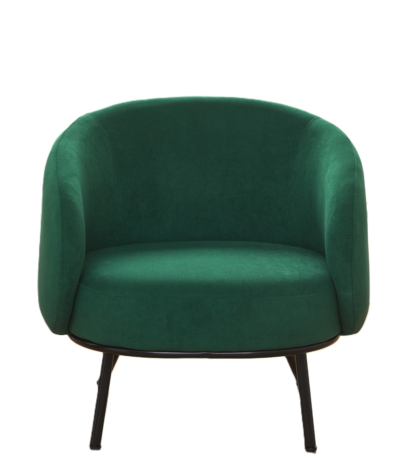 Mid-Century Modern Velvet Accent Chair, Upholstered Barrel Armchair With Metal Legs, Comfy Single Sofa Chair For Living Room Bedroom
