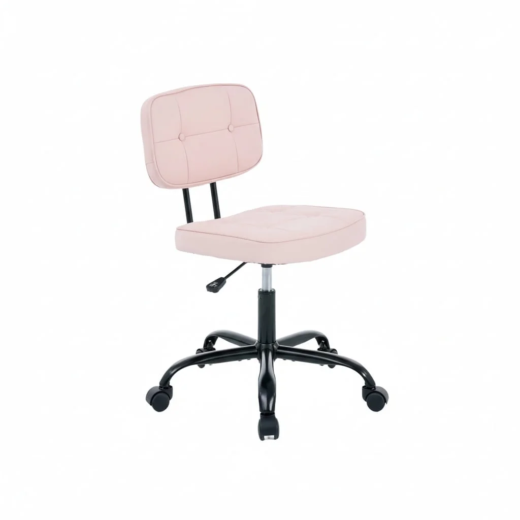 PU Genuine Leather Chair, Small Space, Thickened Seat Cushion, Armless Roller Chair