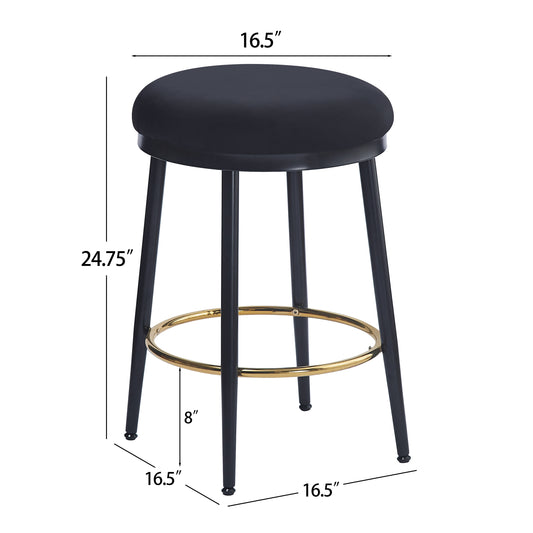 24.75 Modern Counter Stools Set Of 2,Black Counter Stools With Iron Frame,Sponge Cushion,Footrest,suitable For Kitchen Bedroom Dining Room