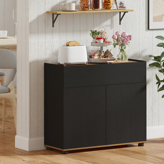 Sideboard Buffet Cabinet With Storage Wooden Kitchen Storage Cabinet With 2 Anti-toppling Devices For Kitchen, Dining Room And Living Room