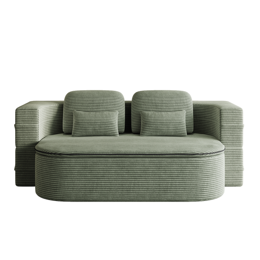 75''2-in-1 Foldable Sofa,Convertible Sleeper Foam Sofa Bed With Multi Functional Blanket, Corduroy Floor Folding Sofa Bed, Floor Sofa Lounge Sofa For Living Room Bedroom Lounge Studio