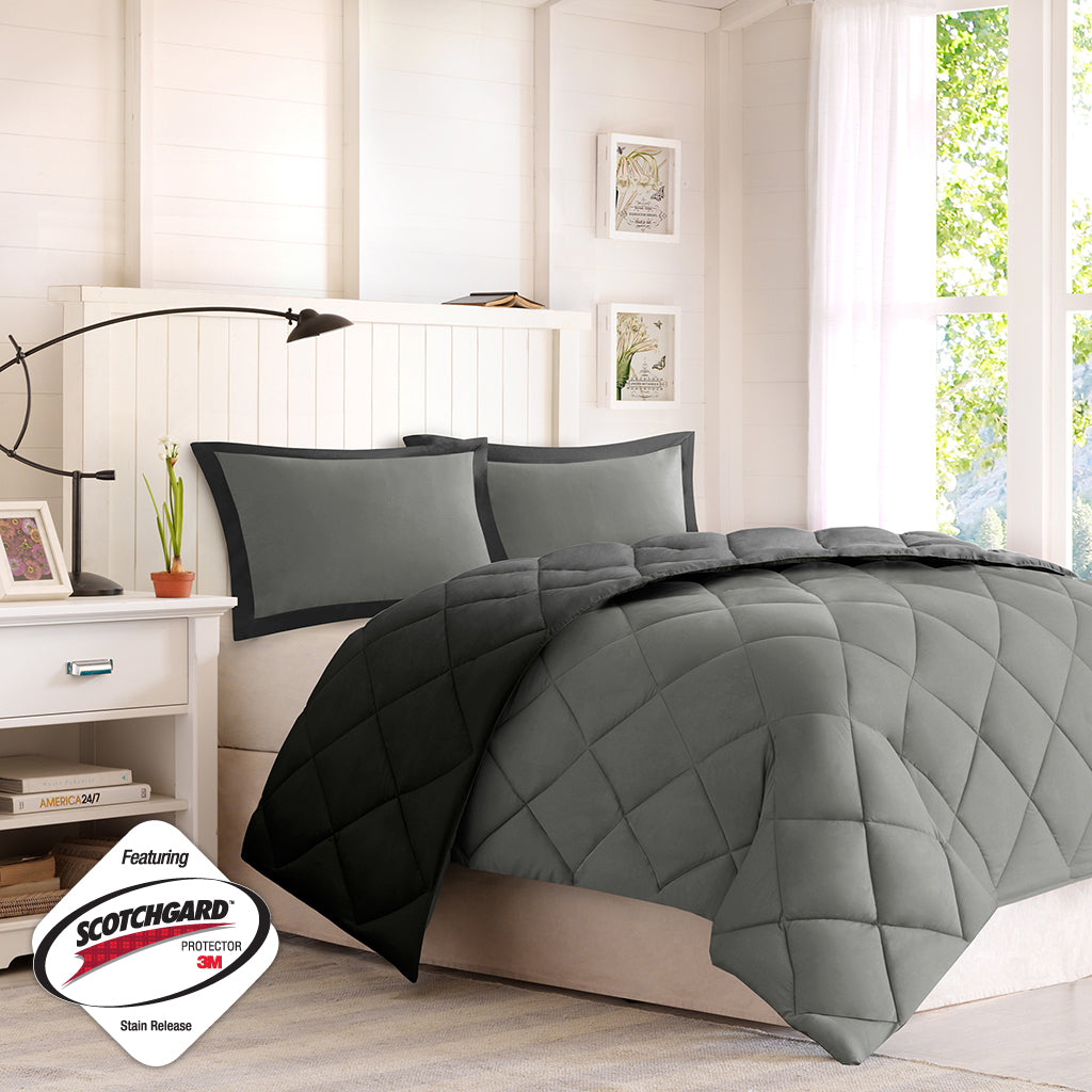 Twin Twin XL 3 M Scotchgard Diamond Quilting Reversible Down Comforter Set