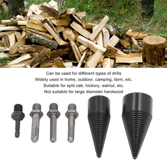6 Pcs Wood Splitter Drill Bit 32mm 42mm Detachable Heavy Duty Splitting Cone Drill Bit With 4 Handles For Camping