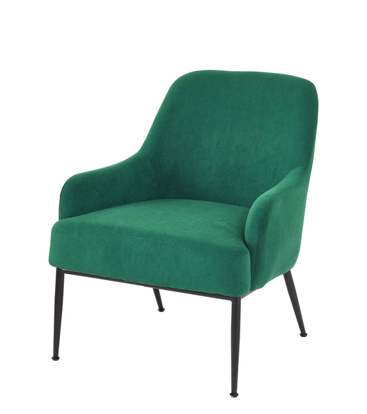 Green Velvet Accent Chair, Modern Upholstered Armchair With Metal Legs, Comfy Side Chair For Living Room Bedroom