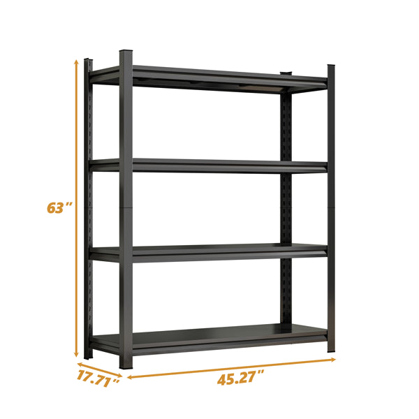 4-Tier Height-Adjustable Metal Storage Rack, Vertical Organizer, 63' H X 45.27' W X 17.7' D, Black, Assembly Required