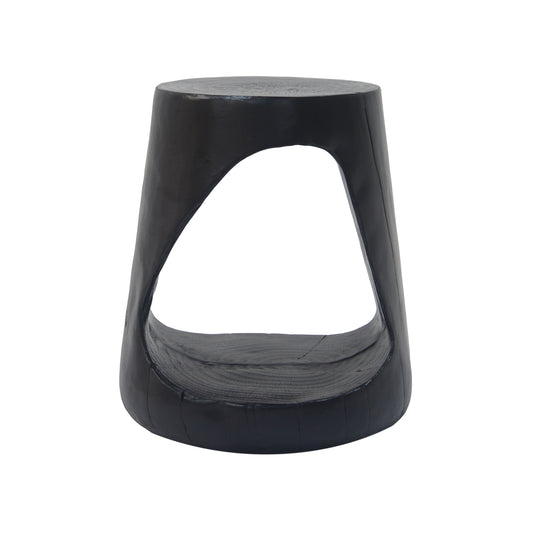 MGO Hollow Side Table, Wood-like Texture, Black Color