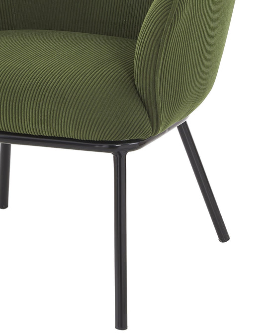 Modern Corduroy Accent Chair, Upholstered Armchair With Metal Legs, Mid-Century Barrel Chair For Living Room Bedroom, Easy Assembly