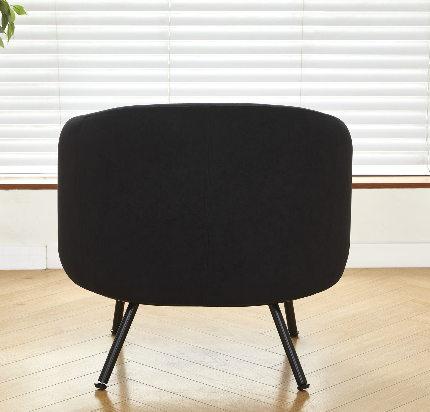 Mid-Century Modern Velvet Accent Chair, Upholstered Barrel Armchair With Metal Legs, Comfy Single Sofa Chair For Living Room Bedroom