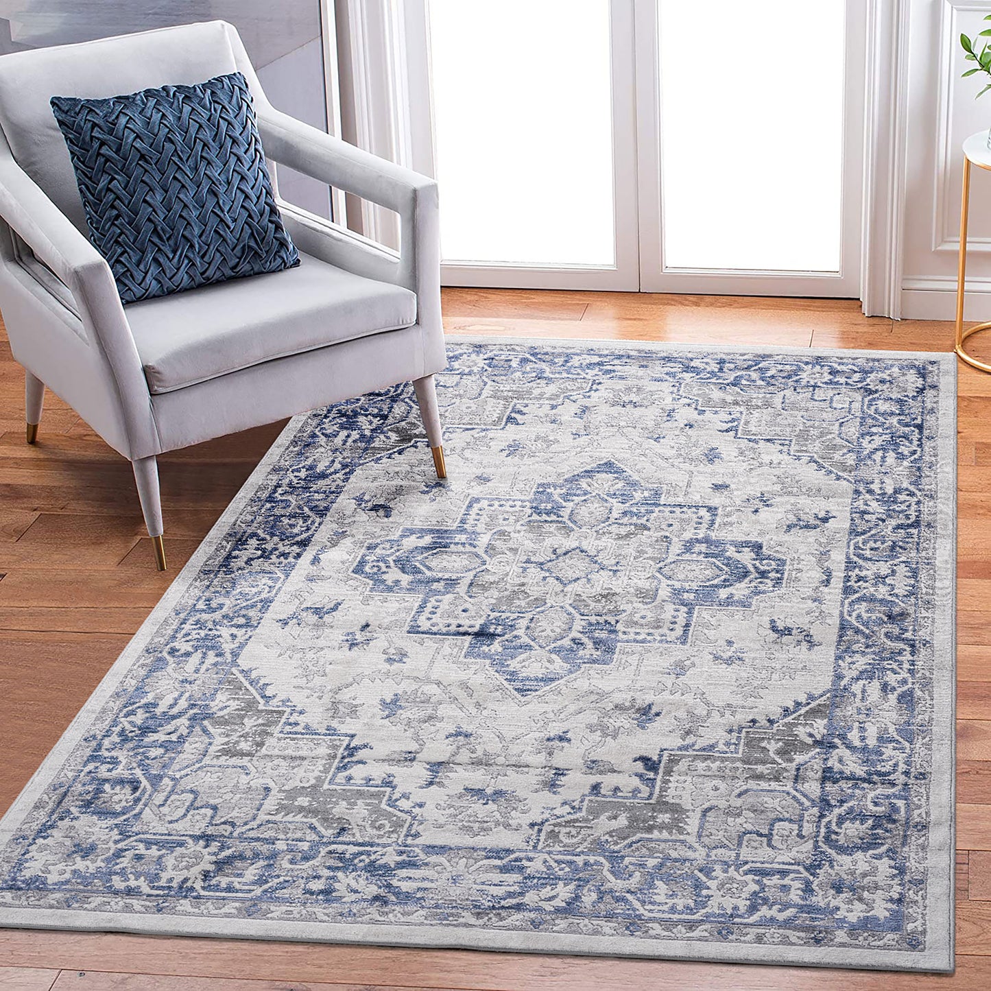 MARFI 5X7 Blue Grey Oriental Area Rug