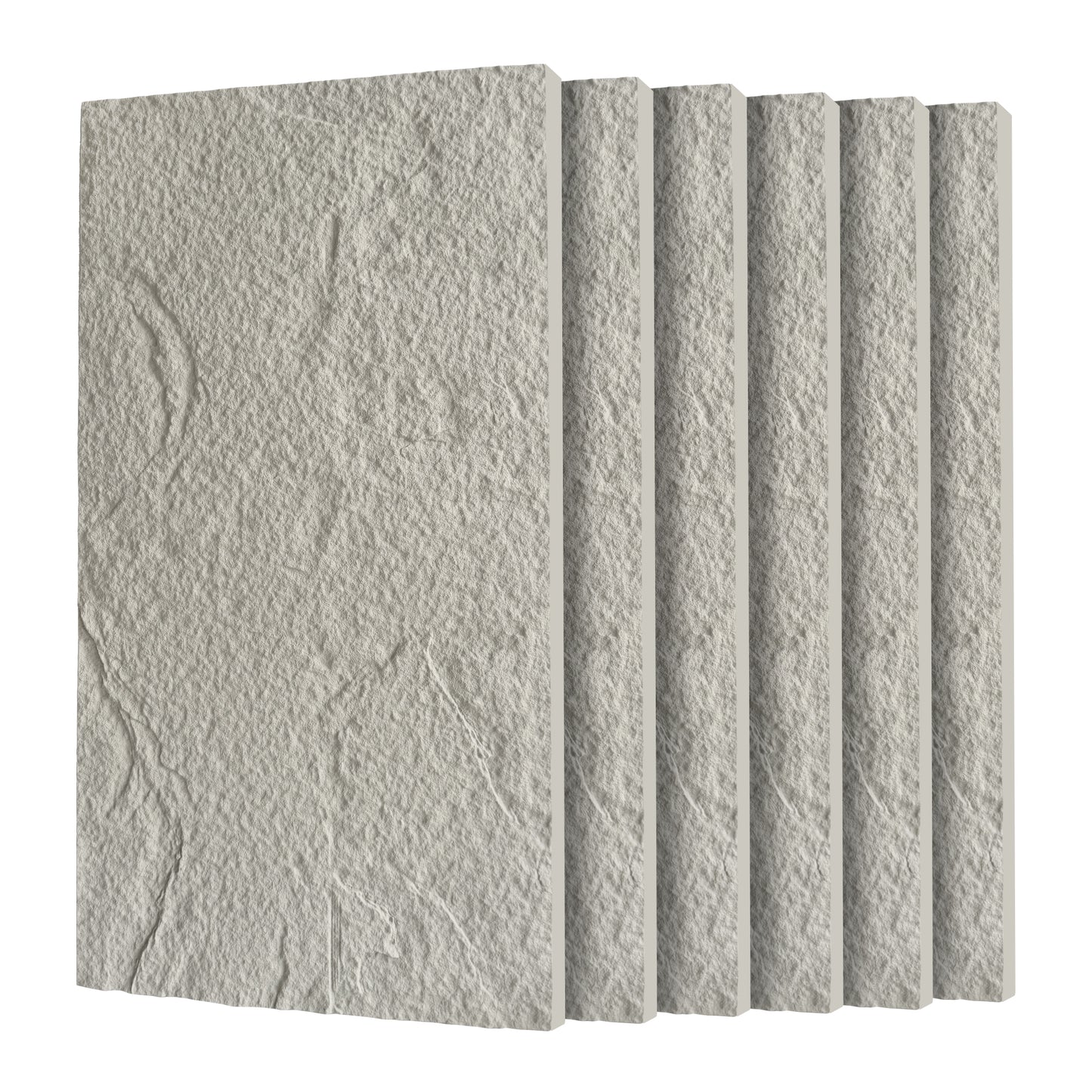 3D Faux Stone Wall Panels, 6 PCS PU Wainscoting Panel For Interior Wall Decor, Flame-resistant & Lightweight & Waterproof, For TV Wall, Office, Living Room, 47.24 X 23.62 Stone Skin Clear Grey