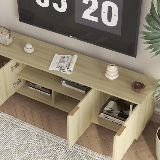 Wood Modern TV Stand Fluted 68 , Entertainment Center With Storage Doors, TV Console Media Cabinet, For 55 Inch TV, Living Room