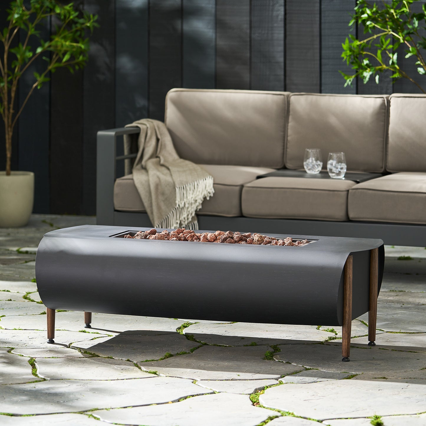 VERNON RECTANGLE FIRE PIT - 50,000BTU Tank Cover Not Included