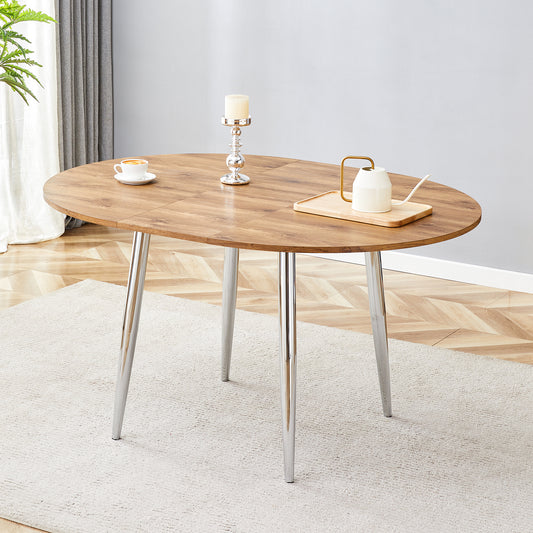 With A Clever Retractable Mechanism, The Wood Grain MDF Table Top And Silver Metal Legs And Has A Smooth And Delicate Surface.The Unique Look Creates The Sleek Silhouette Of A Modern Home.