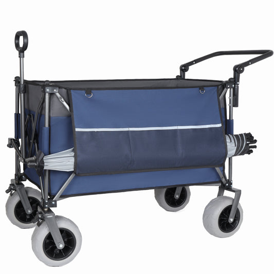 Multi- Functional Push- Pull Folding Wagon Cart With Rotating Handle & 9 X4 Beach Tires For Camping & Beach -300L XL Heavy- Duty 480lbs Load Large Capacity For Transport Groceries And Outdoor Use