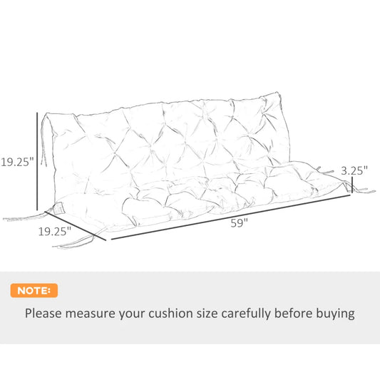 Tufted Bench Cushion For Outdoor Furniture, 3-Seater Replacement For Swing Chair, Patio Sofa Couch, Khaki Shipped By Aosom LLC