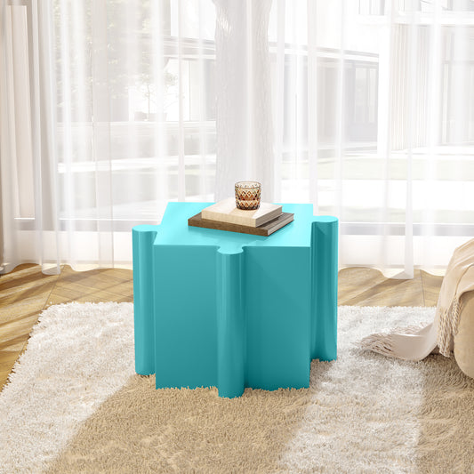3-Piece Artistic Puzzle Table Set,Modular MGO Side Tables With Interlocking Design 2 Convex & 1 Concave , 200lb Capacity For Indoor & Outdoor,Light Blue Color
