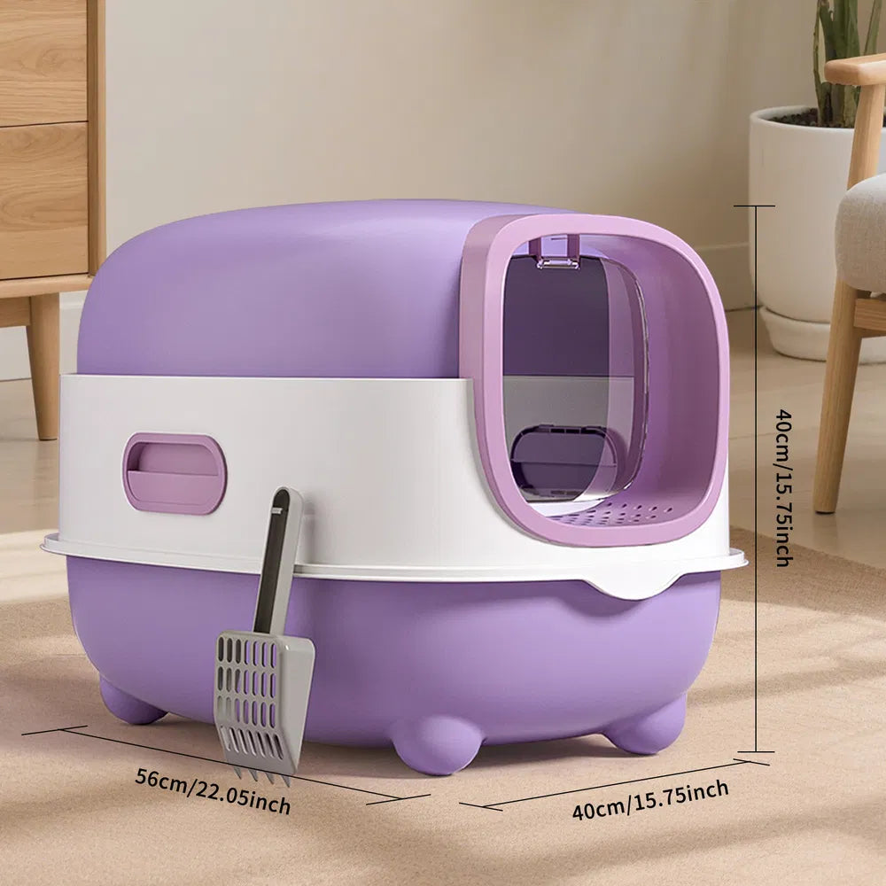 High-Capacity Enclosed Cat Litter Box & Odor-Lock, Scratch-Resistant, Ideal For US Households