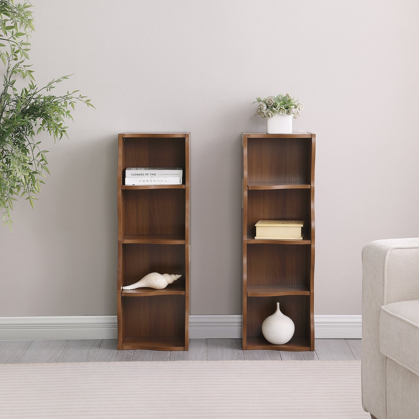 8-layer Adjustable Shelf Ultra-thin Bookshelf With A Wavy Border Design, Which Is More Aesthetically Pleasing, Is Suitable For High And Narrow, Display And Multi-functional Bookshelves In Home Offices