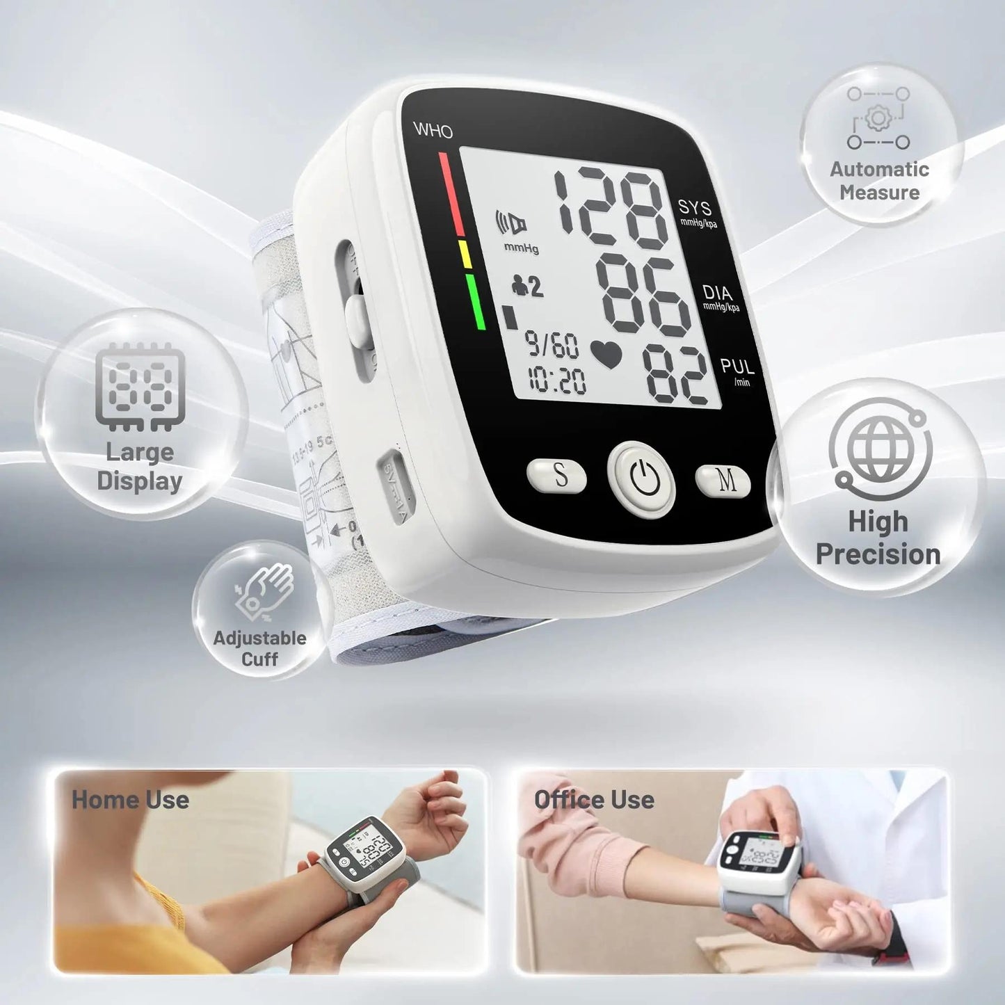 Wrist Blood Pressure Monitor With USB Charging 2 X 90-Reading Memory Cuff Included FDA Certified