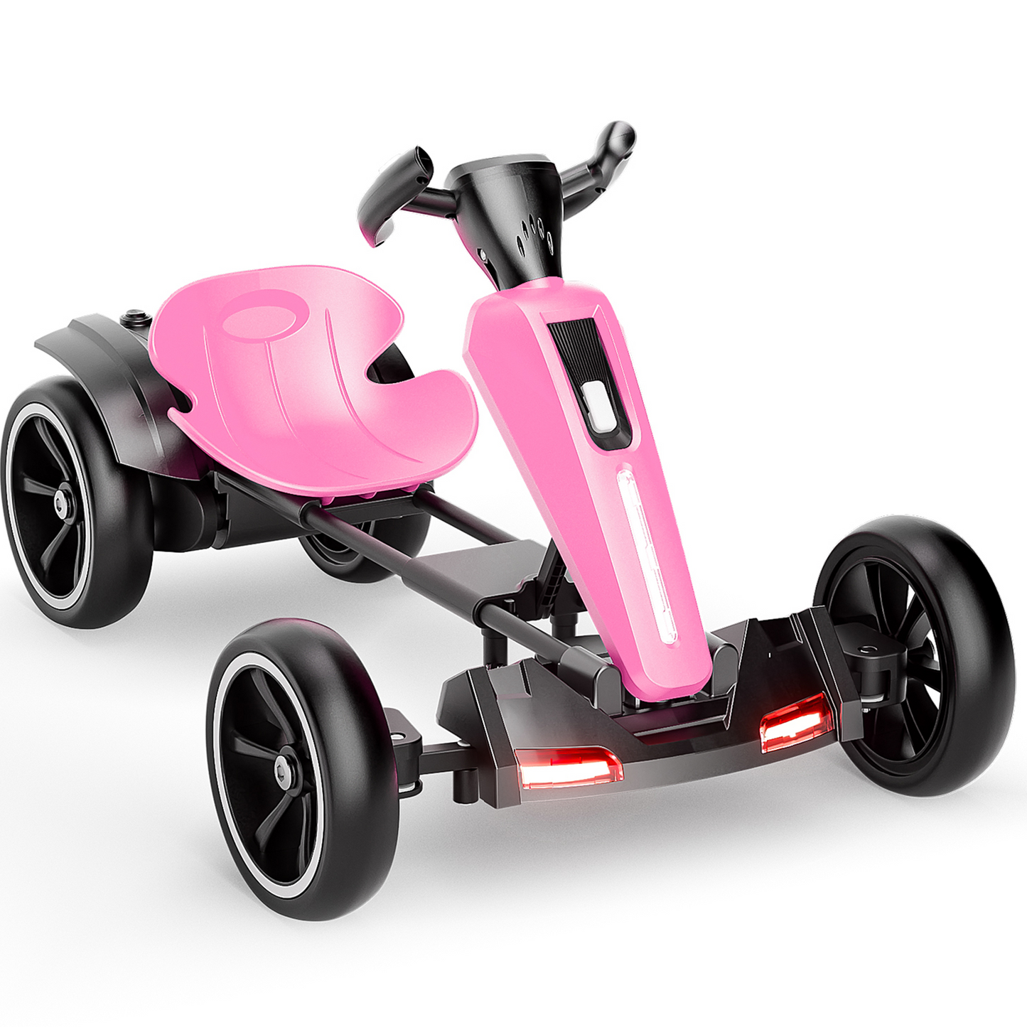 12V Electric Kids Pedal Go Kart, Folder Go Kart, Outdoor Ride On Toy With Adjustable Seat, 4 Non-Slip EVA Wheels For Boys And Girls For Age 3-6 Years Old MAGENTA