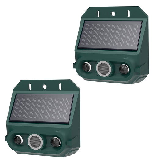 Solar Motion Sensor Alarm Animal Repeller With Strobe Light 129dB Siren 4 Modes IP55 Waterproof Security Device For Yard Farm Garden Outdoor Security 2 Pack