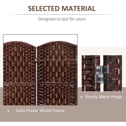 Room Divider, 4 Panel Folding Privacy Screen, 6FT Tall Portable Wicker Weave Partition Wall Divider For Bedroom, Home Office, Brown