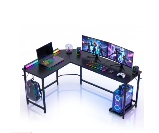 The Stylish L-shaped Desk Optimizes The Space And Features Ample Double-sided Working Areas