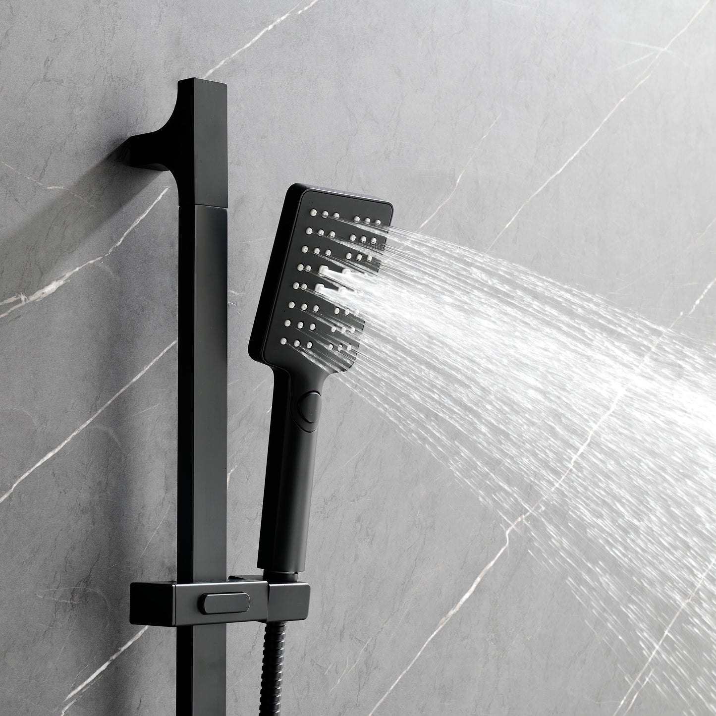Shower System With Shower Head, Hand-held Shower, Slide Bar, Spray, Shower Arm, Hose, Valve Trim And Lever Handle