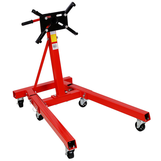 Engine Stand 2000LBS Capacity, 360 Degree Rotating Engine Run Stand With 6-Casters, Heavy Duty Motorcycle Engine Stand With Foldable Frame For Auto Repair, Vehicle Maintenance, Red