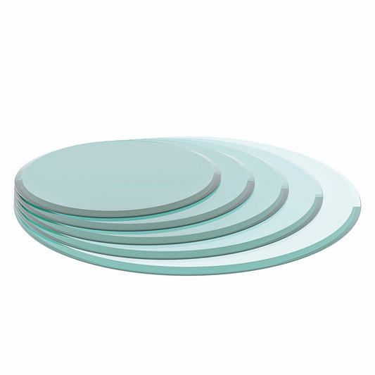 24 Inch Round Tempered Glass Table Top Clear Glass 0.5 Inch Thick Beveled Polished Edge